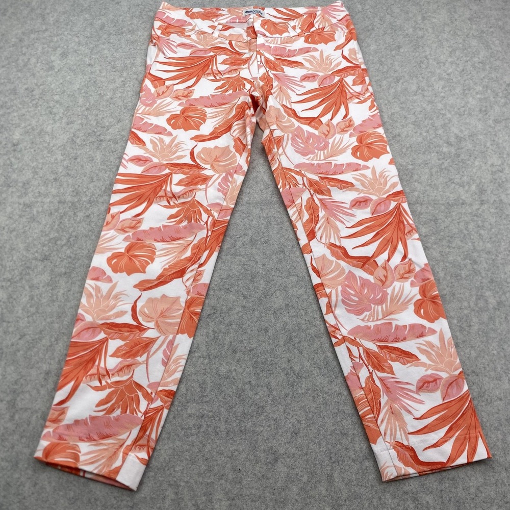 Old Navy Pixie Pants Womens 8 (30x26) Orange Floral Chino Slim Tropical